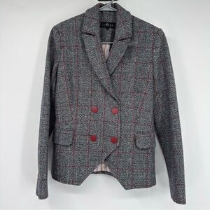 Laveer Kadette Gray and Red Plaid Blazer Size 2